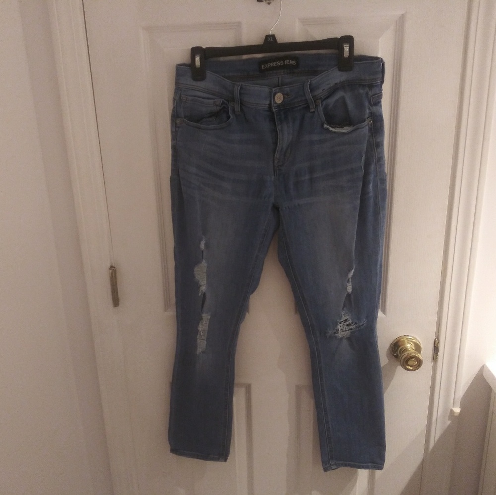 Express jeans mid rise cropped leggings size 8